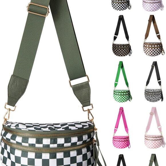 Fashionable Beans Green Checkered Sling Bag - Waterproof & Lightweight Design - Picture 1 of 6